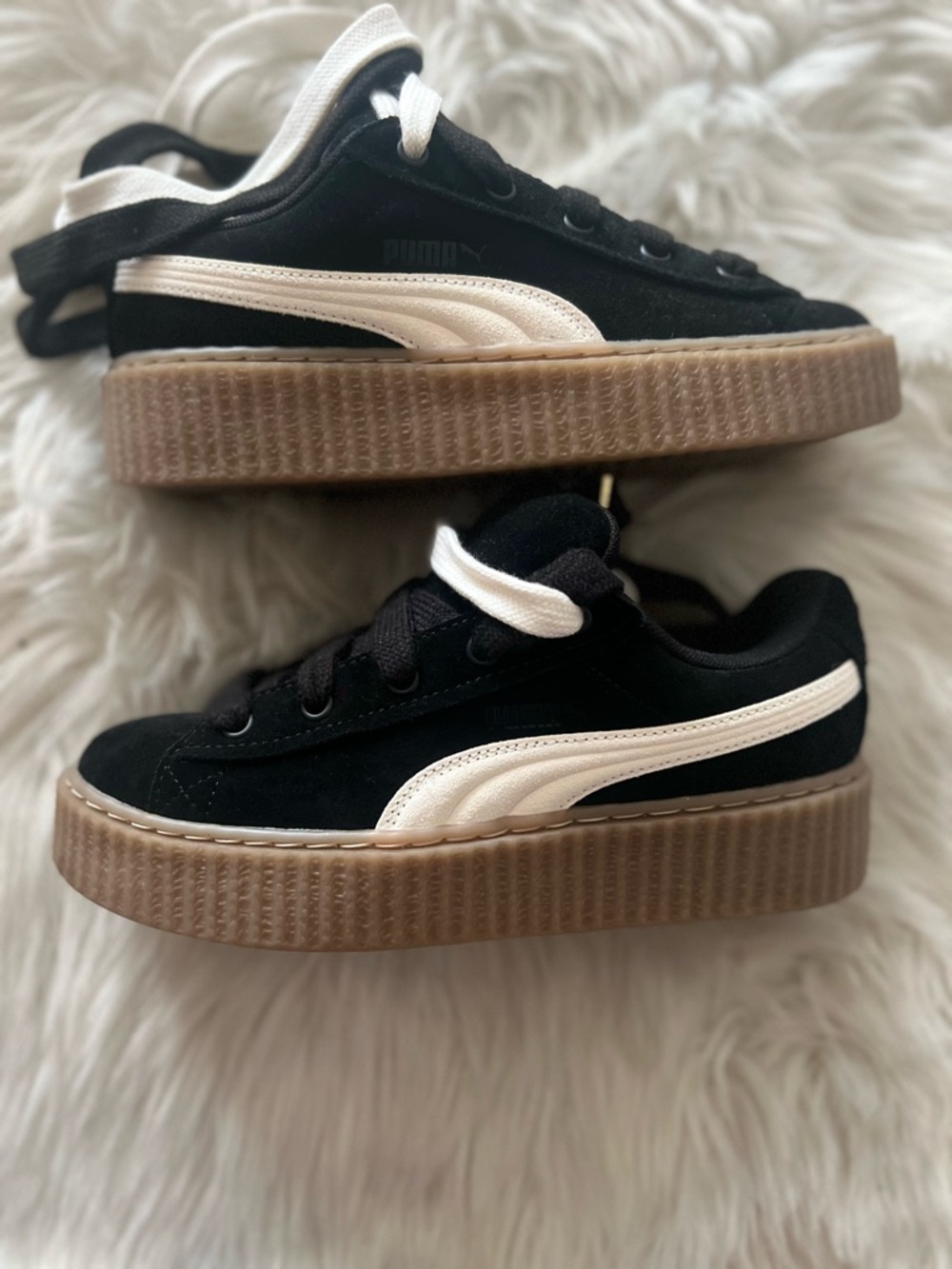 Puma X FENTY creeper sneakers black and white suede sz 7.5. NEW.